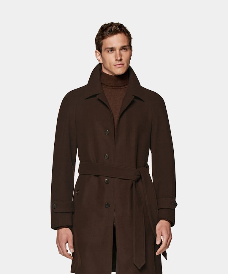 Brown Belted Overcoat