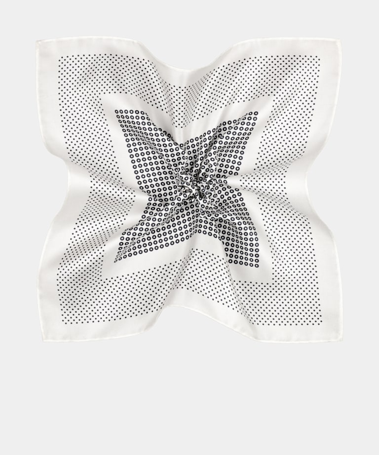 SUITSUPPLY Pura seda Pa&ntilde;uelo de bolsillo azul marino a lunares