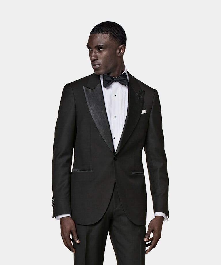 36 S Basic Black Tuxedo Coat Pants Shirt Choice of Vest Bow tie Complete Tux 