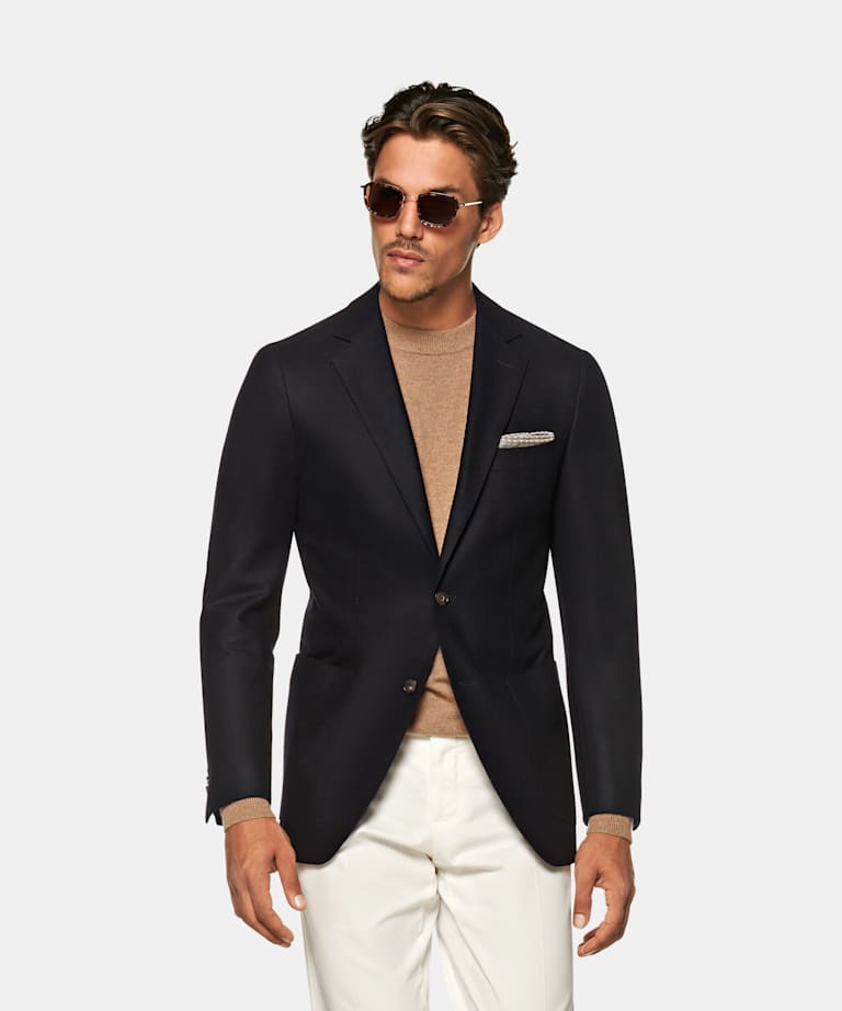 Navy Havana Jacket | Circular Wool Flannel Single Breasted | Suitsupply ...