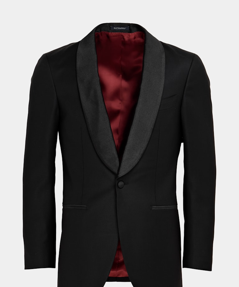 SUITSUPPLY All Season Pure S110's Wool by Vitale Barberis Canonico, Italy Black Tailored Fit Havana Dinner Jacket