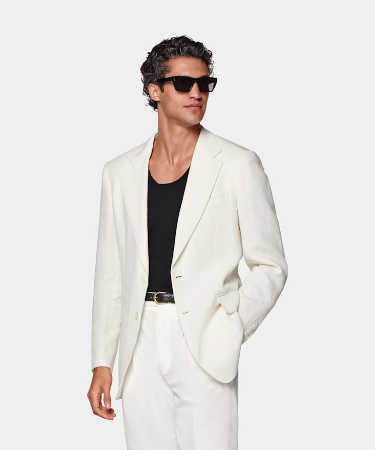 SUITSUPPLY Summer Pure Linen by Beste, Italy Off-White Tailored Fit Milano Blazer