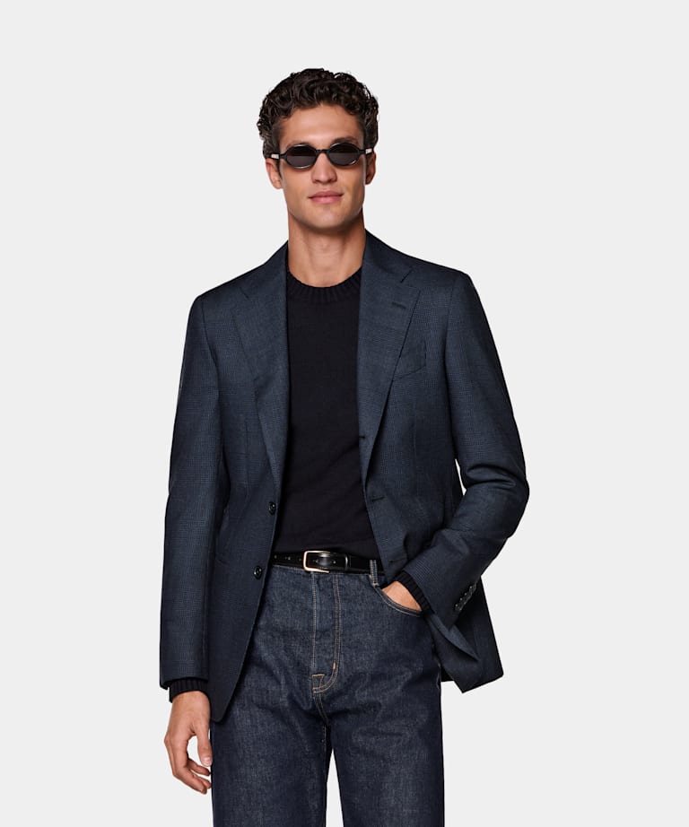 SUITSUPPLY All season Lana no stiro - Rogna, Italia Giacca Havana navy a quadri tailored fit