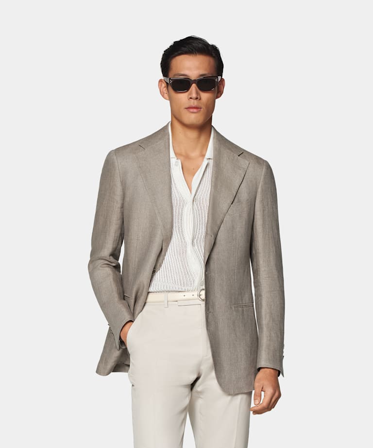 SUITSUPPLY Pure Linen by Angelico, Italy Light Brown Roma Blazer
