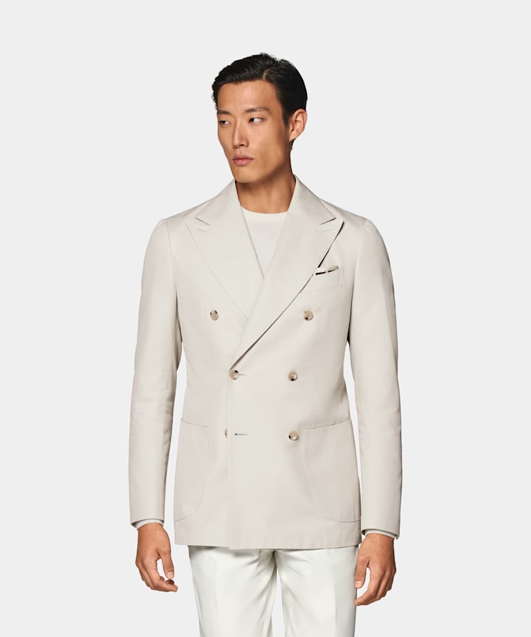 SUITSUPPLY Pure Cotton by E.Thomas, Italy Sand Tailored Fit Havana Blazer