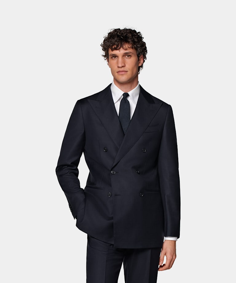 SUITSUPPLY Pure S110's Wool by Vitale Barberis Canonico, Italy Navy Tailored Fit Havana Blazer