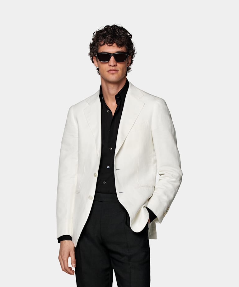 SUITSUPPLY 意大利 Di Sondrio 生产的棉、亚麻面料 Havana 米白色西装外套