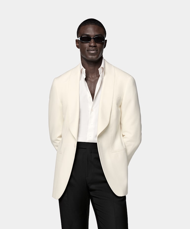 SUITSUPPLY All season Pure 4fach Traveller Schurwolle by Rogna, Italien Havana Dinner Jacket off-white Tailored Fit