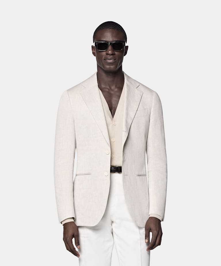 SUITSUPPLY Estate Lino e cotone - Di Sondrio, Italia Giacca da abito Havana talpa chiaro tailored fit