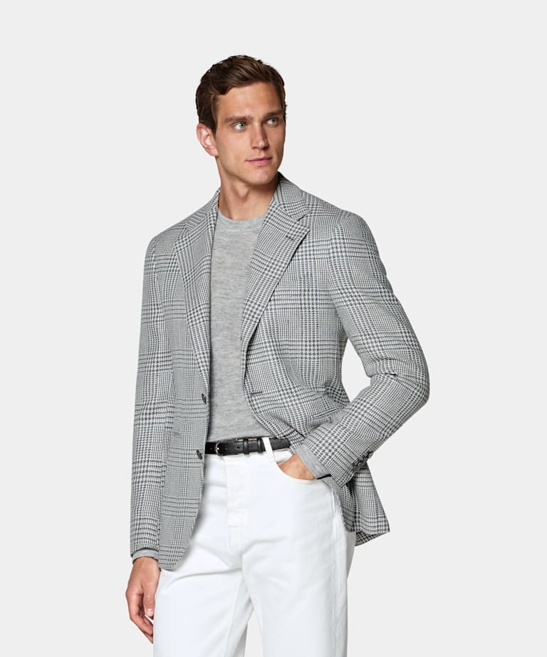 SUITSUPPLY Winter Wool Alpaca Silk by Ferla, Italy Mid Blue Relaxed Fit Roma Blazer