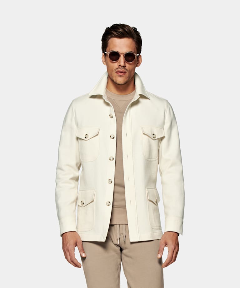 SUITSUPPLY Wool Cotton by Di Sondrio, Italy Off-White William Shirt-Jacket