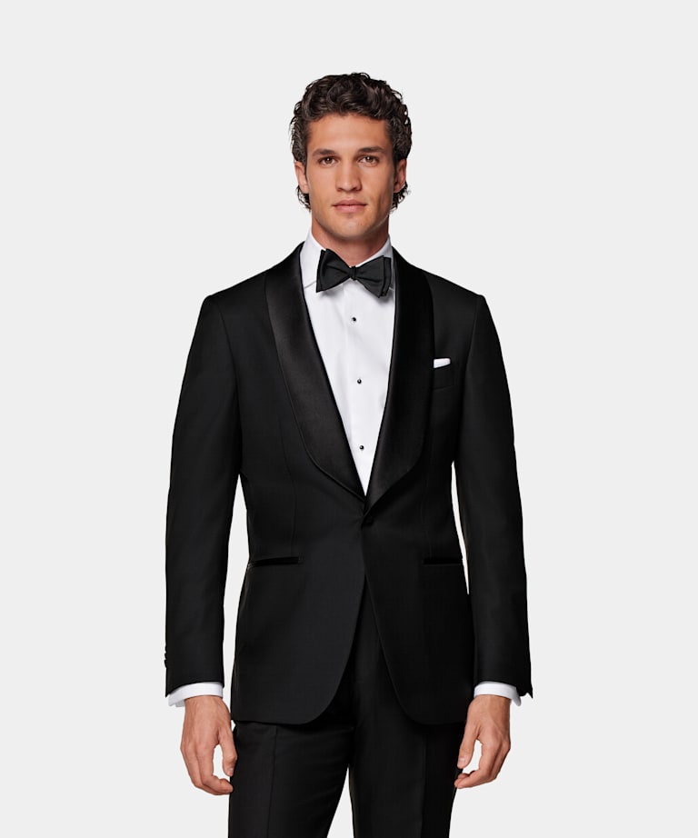 SUITSUPPLY All Season Pure S110's Wool by Vitale Barberis Canonico, Italy Black Tailored Fit Havana Dinner Jacket