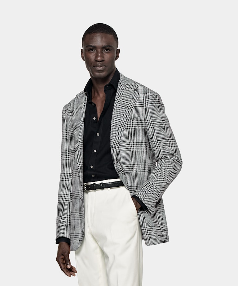 Black Checked Relaxed Fit Roma Blazer