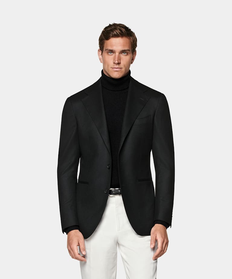 SUITSUPPLY Winter Purer S120er Schurwolle-Flanell by Vitale Barberis Canonico, Italien Roma Anzugsakko schwarz Relaxed Fit