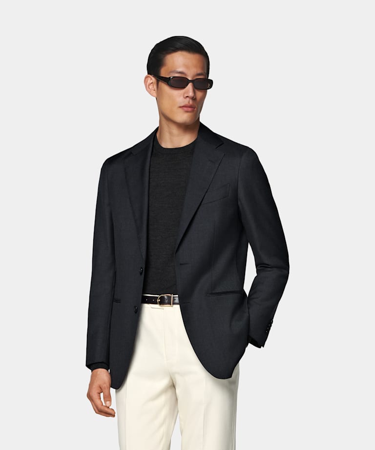 Dark Grey Tailored Fit Havana Suit Jacket