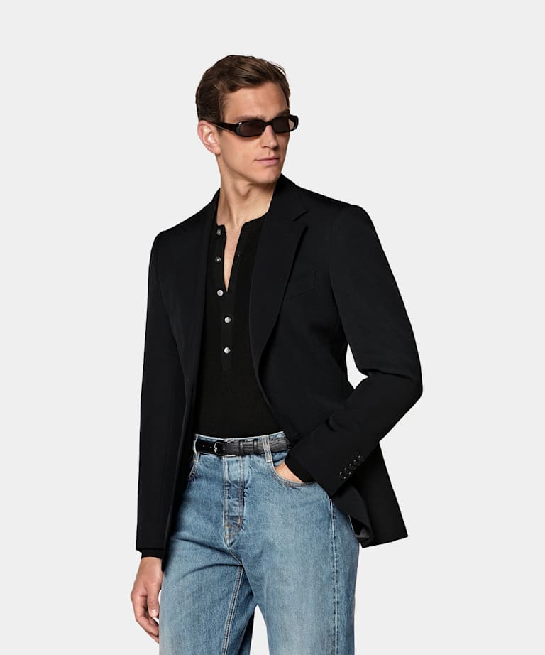 SUITSUPPLY All season Laine 4 fils infroissable par Rogna, Italie Veste de costume Milano coupe Tailored noire