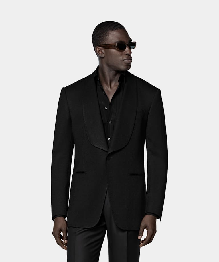 SUITSUPPLY All season M&eacute;lange de viscose par ARCH&eacute;, Italie Veste de smoking Milano coupe Tailored noire