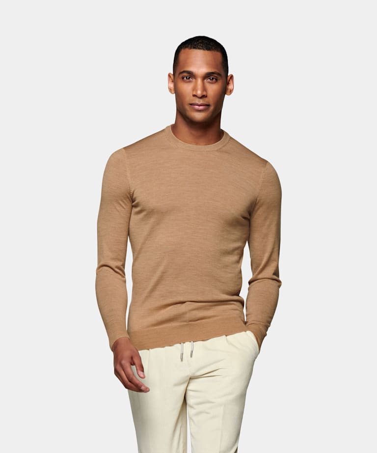light brown crewneck sweatshirt