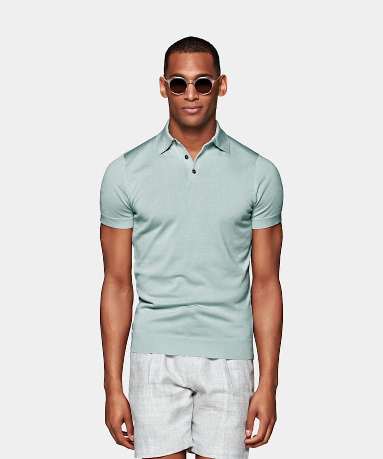 brown and green polo shirt