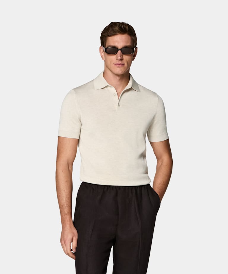 SUITSUPPLY Cotton Silk Light Brown Polo