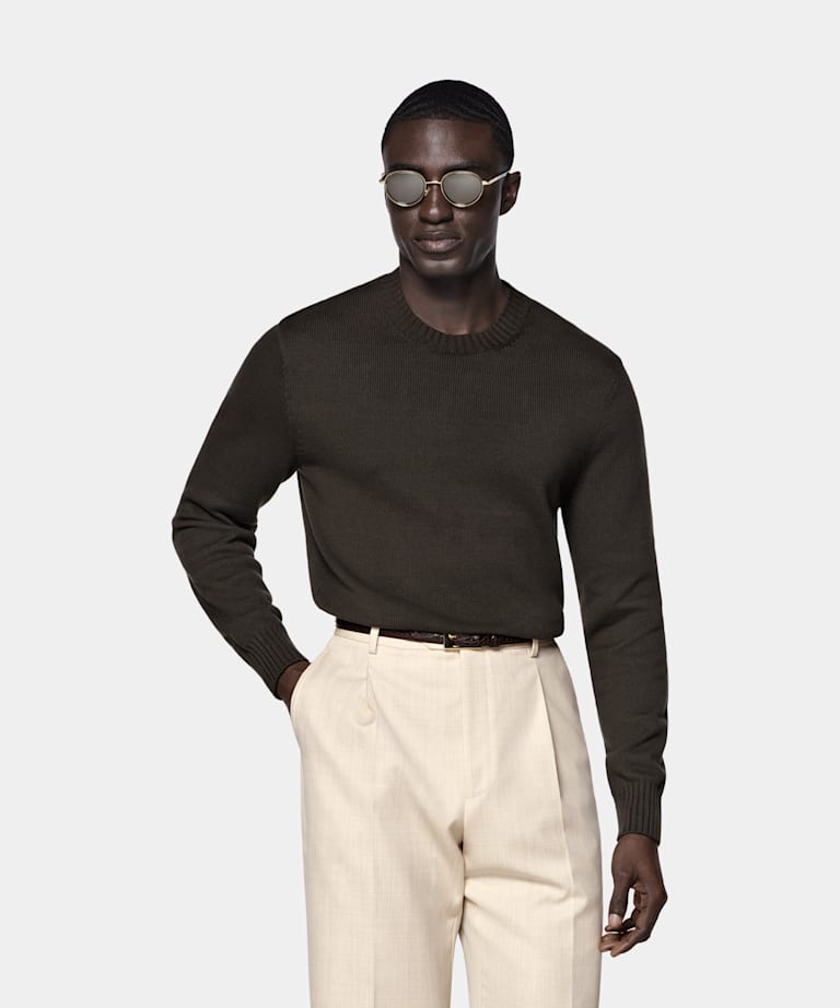 SUITSUPPLY Pure Cotton Dark Brown Crewneck