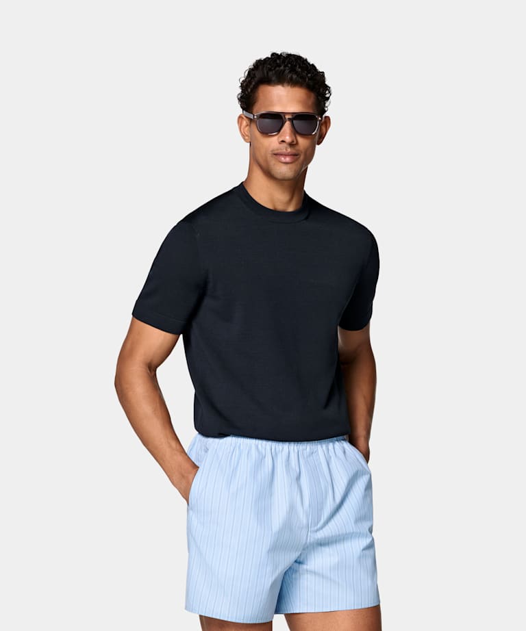 SUITSUPPLY Pure Cotton Navy Short Sleeve Crewneck