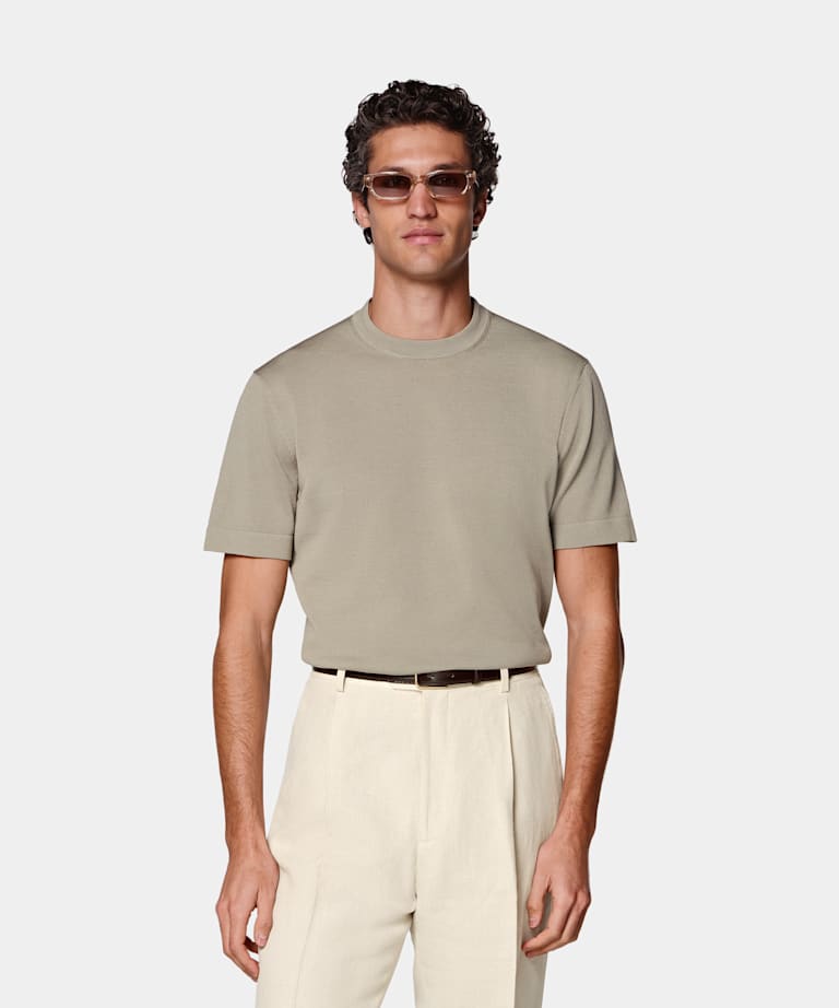 SUITSUPPLY Pure Cotton Green Short Sleeve Crewneck