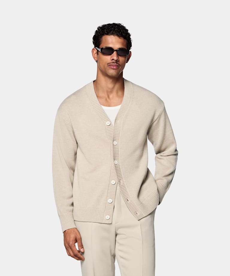 SUITSUPPLY Pur cachemire Cardigan Marron Clair