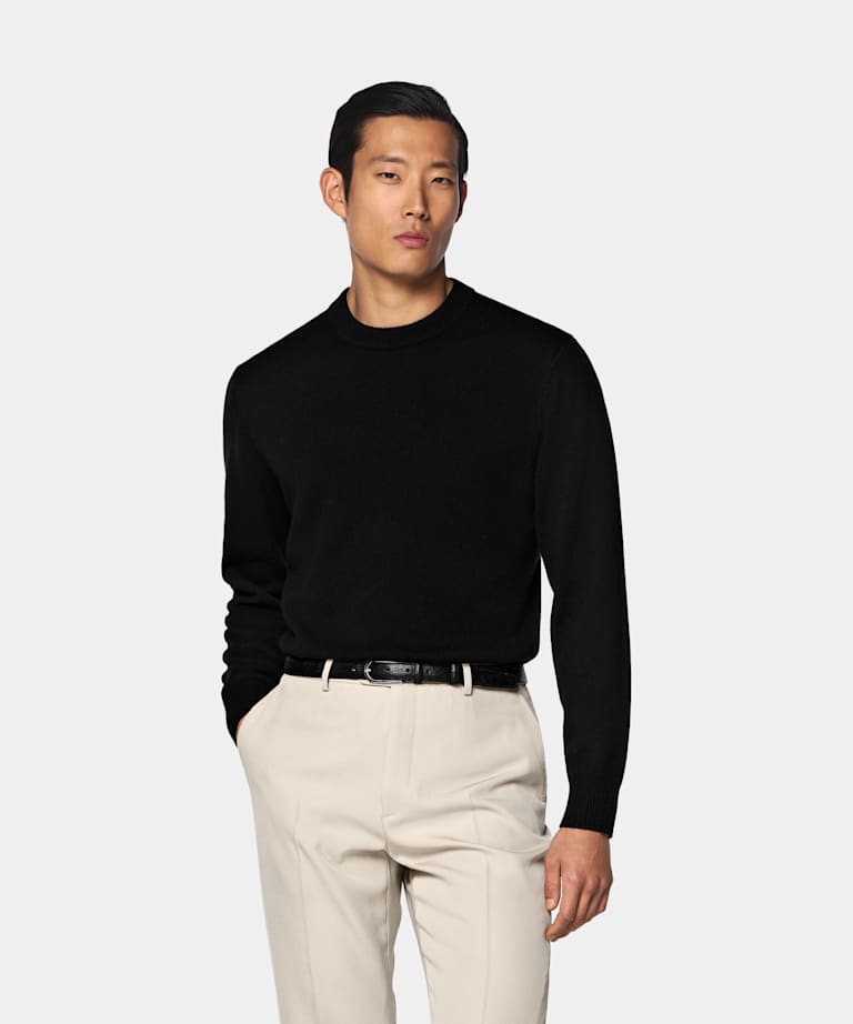 SUITSUPPLY Pure Cashmere Black Crewneck