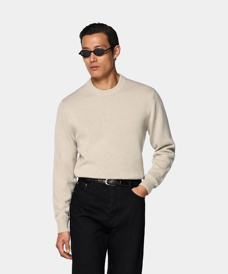SUITSUPPLY Pure Cashmere Light Brown Crewneck