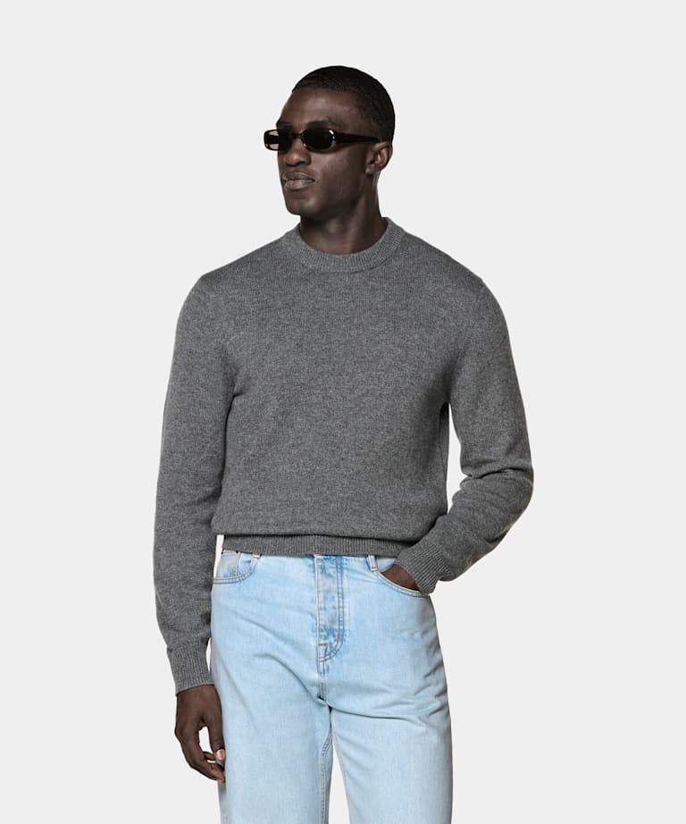SUITSUPPLY Puro cashmere Girocollo grigio medio