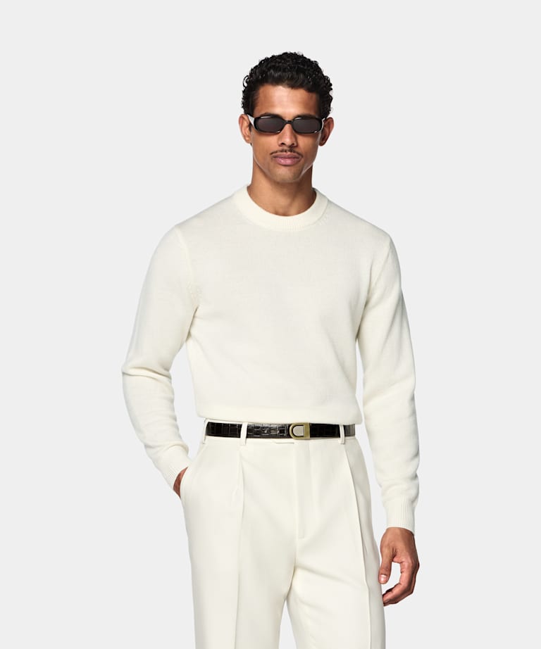 SUITSUPPLY Pure Cashmere Off-White Crewneck