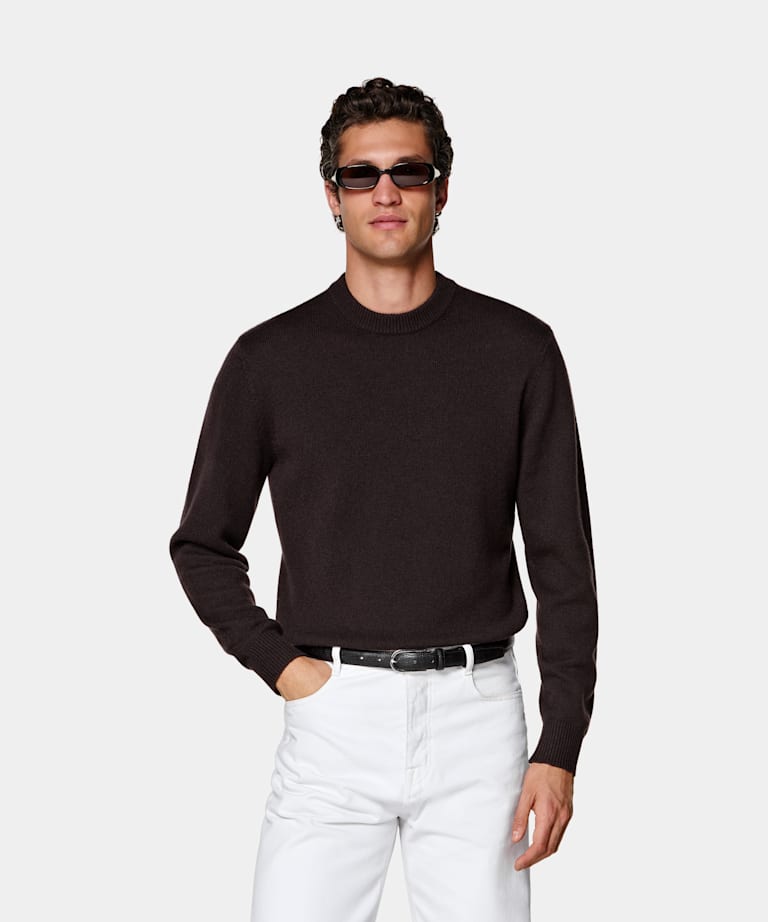SUITSUPPLY Puro cachemir Jersey cuello redondo morado oscuro