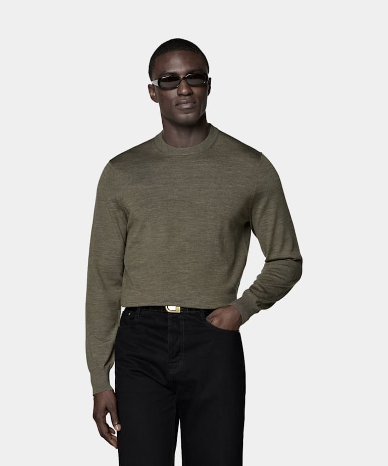 SUITSUPPLY Pure Wool Green Merino Crewneck