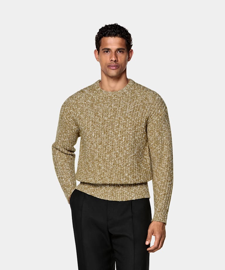 SUITSUPPLY Wool Cotton Mid Yellow Crewneck