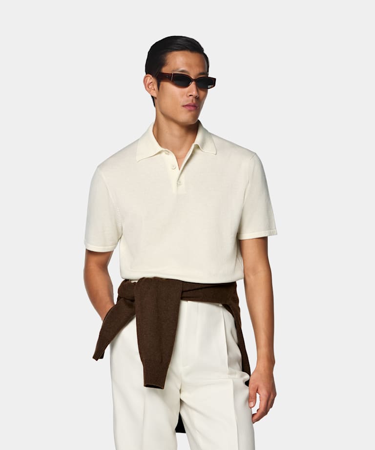 SUITSUPPLY Wool Cashmere Off-White Polo