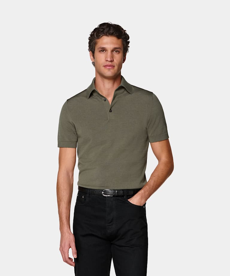 SUITSUPPLY Cotton Silk Mid Green Polo