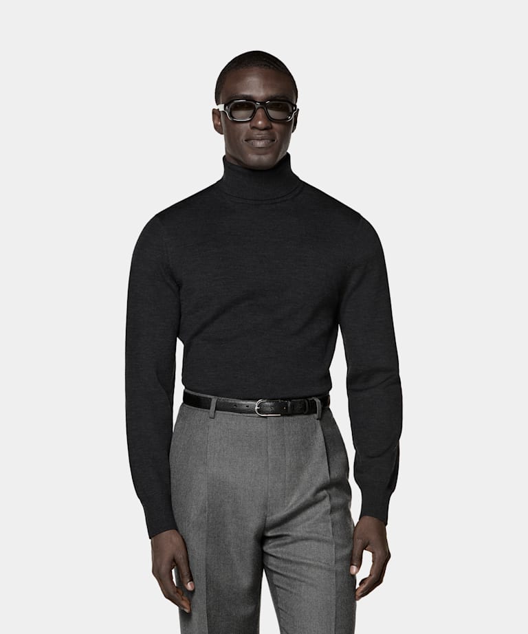 SUITSUPPLY Pure Wool Dark Grey Turtleneck