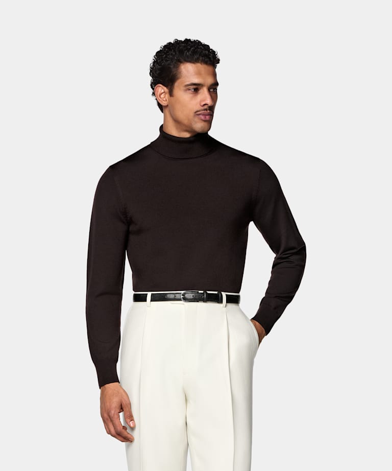 SUITSUPPLY Pure Wool Dark Purple Turtleneck