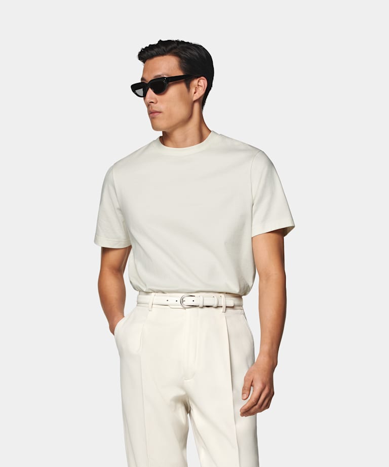 SUITSUPPLY Pure Cotton Off-White Crewneck T-Shirt