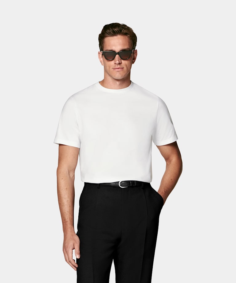 SUITSUPPLY Pure Cotton Off-White Crewneck T-Shirt