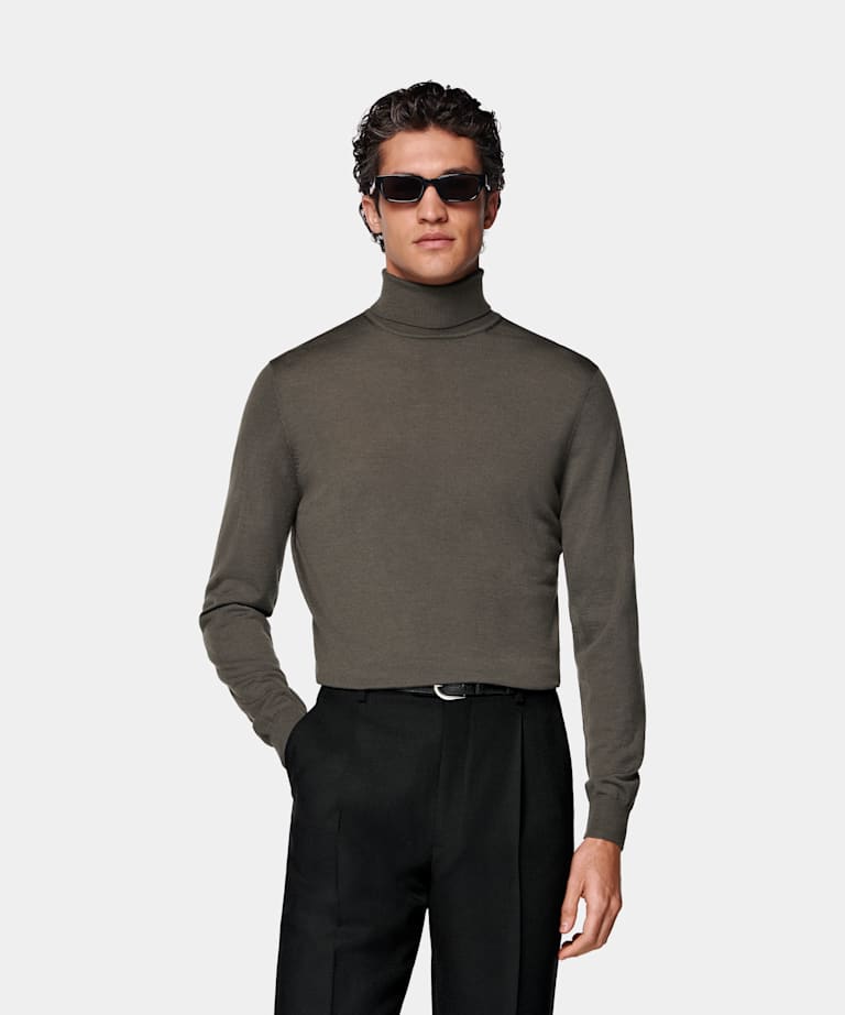SUITSUPPLY Pure Wool Green Turtleneck