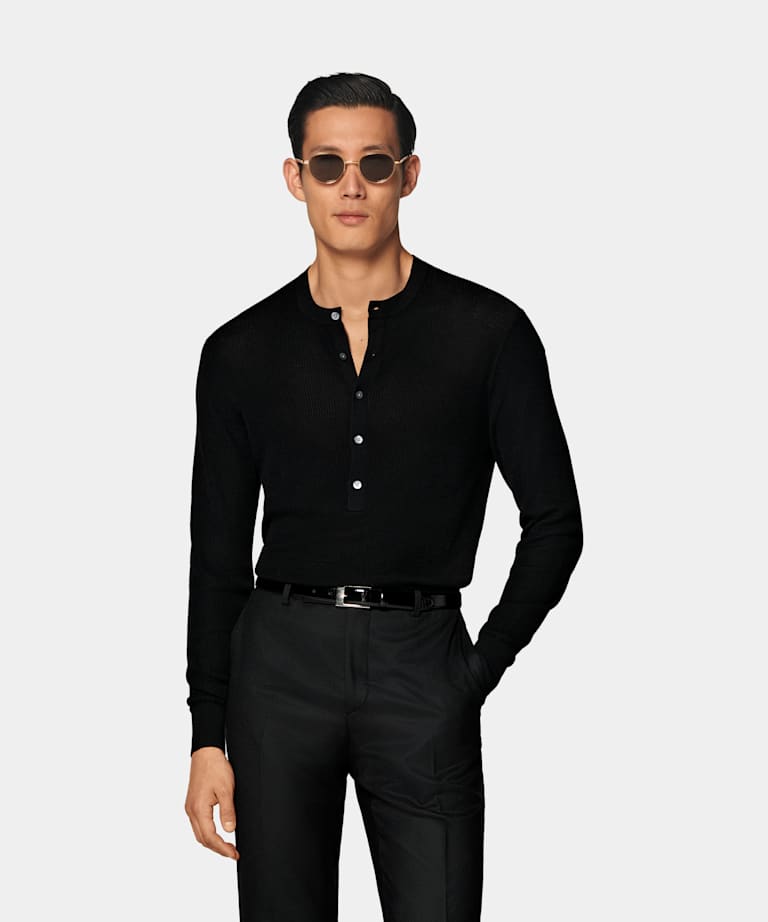 Black Cardigan in Mohair & Silk | SUITSUPPLY | SUITSUPPLY US