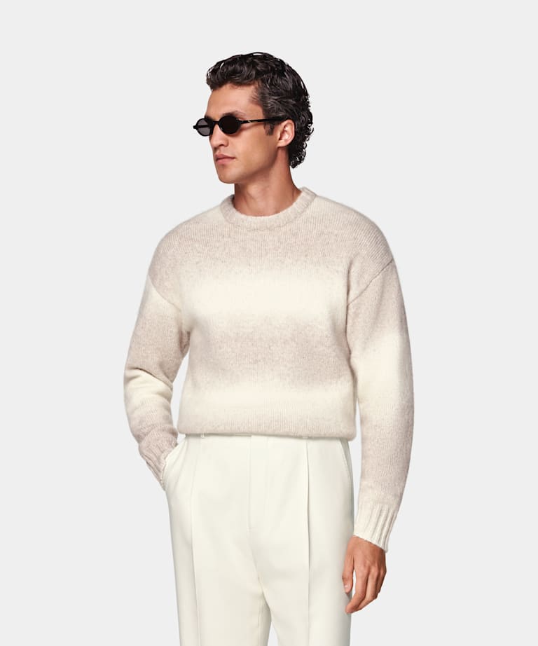 SUITSUPPLY Mohair Wool Nylon Sand Dégradé Crewneck