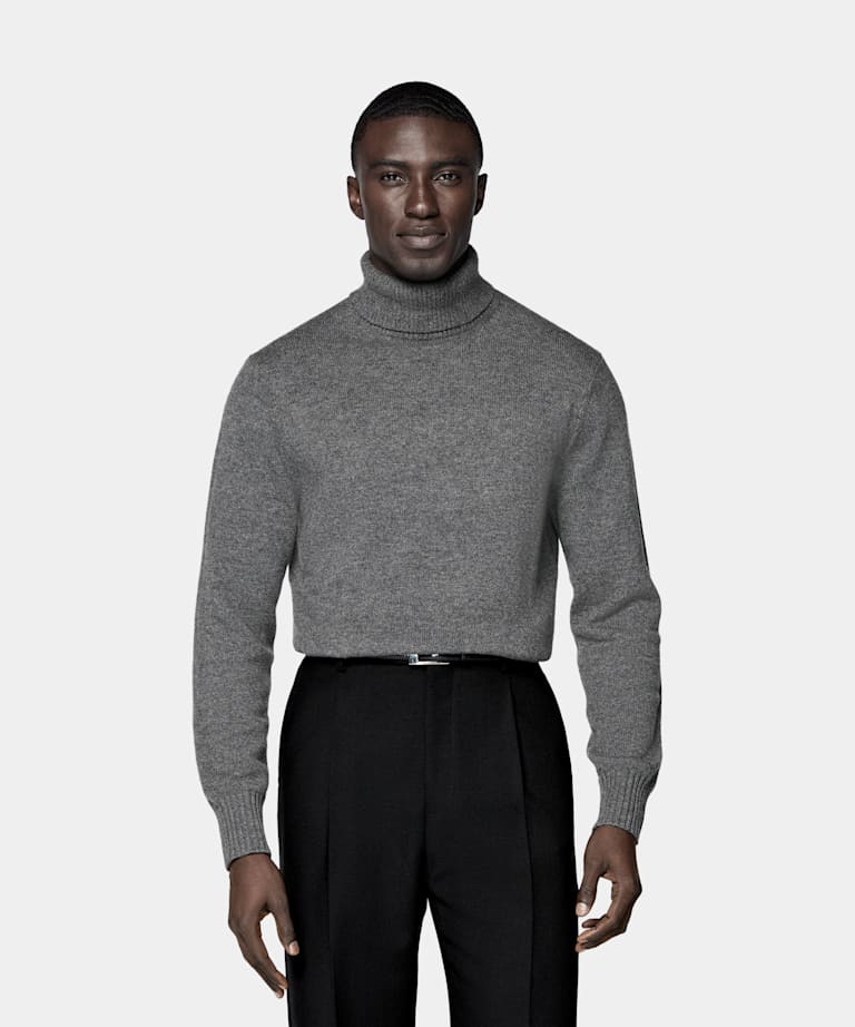 SUITSUPPLY Pure Cashmere Mid Grey Turtleneck