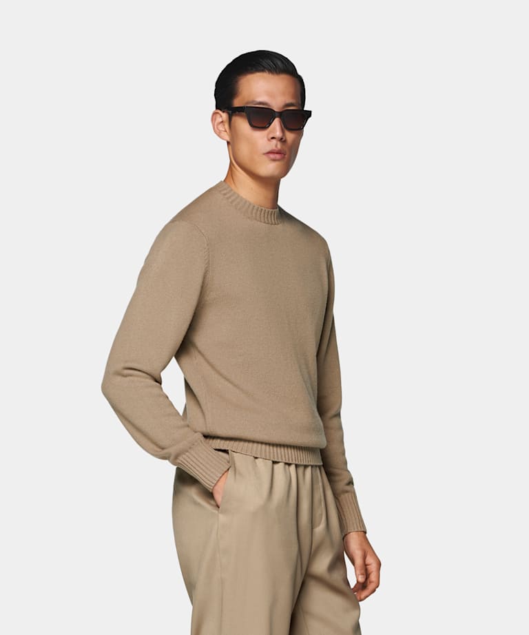 SUITSUPPLY Pure Cashmere Mid Brown Crewneck