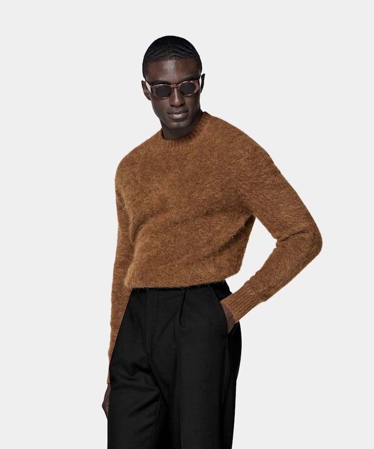 SUITSUPPLY Alpaca Blend Mid Brown Crewneck