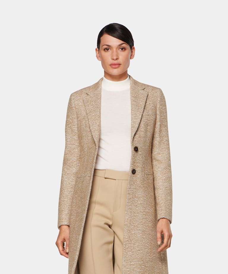 Camel herringbone coat clearance