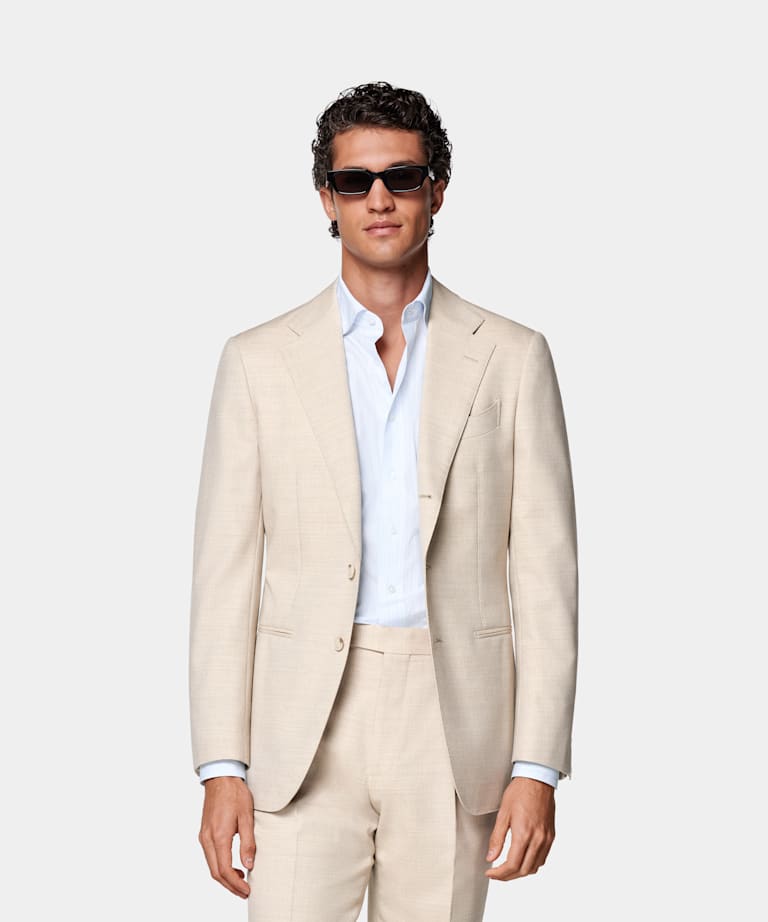 SUITSUPPLY All season Pure 4fach Traveller Schurwolle by Rogna, Italien Havana Anzug sand Tailored Fit