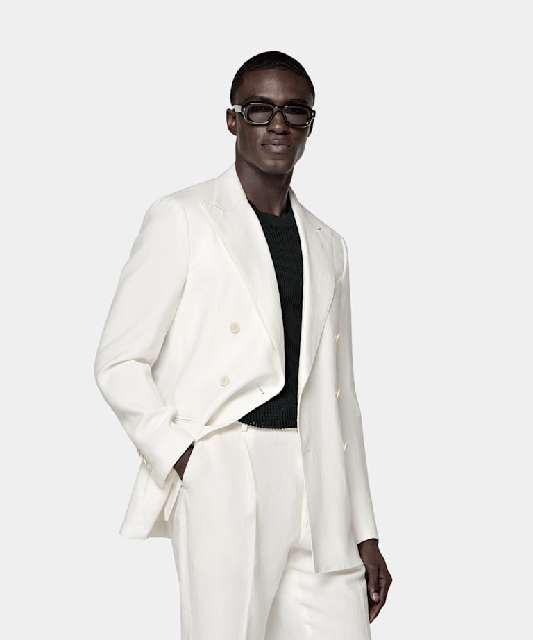 SUITSUPPLY Zomer Puur linnen van Libeco, Belgi&euml; Off-white Pak Havana Tailored Fit